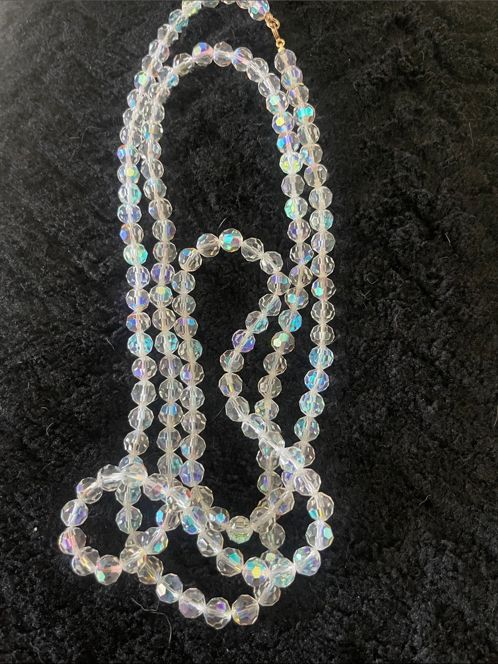 Iridescent Crystal Beaded Necklace - Clear